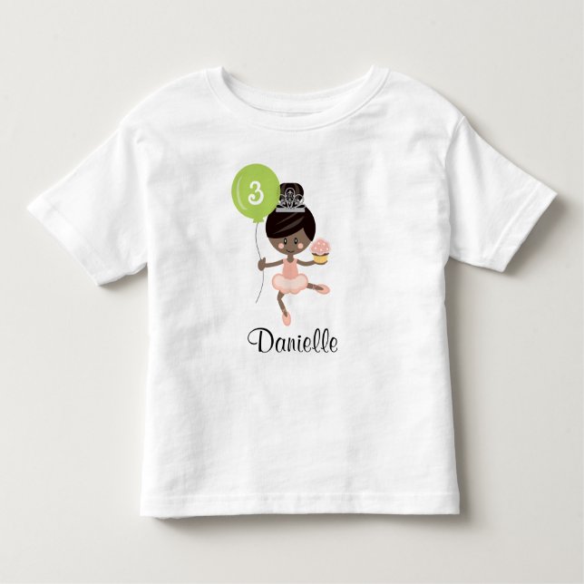Ballerina Birthday Infant Småbarn Shirt African Am T Shirt (Framsida)