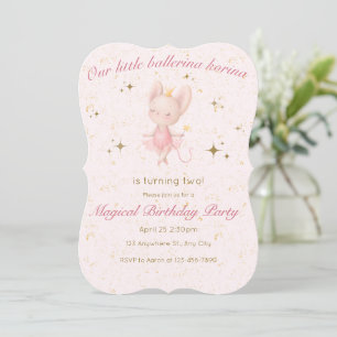 Ballerina Birthday Investigation in rosa and Guld Inbjudningar