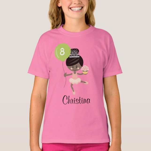 Ballerina Birthday Kids Ringer T-Shirt African Ame (Framsida)