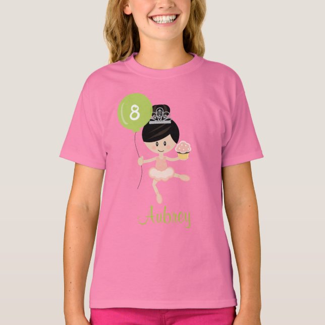 Ballerina Birthday Kids Ringer T-Shirt Asian (Framsida)