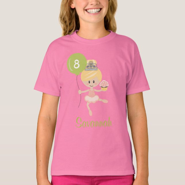 Ballerina Birthday Kids Ringer T-Shirt Blonde (Framsida)