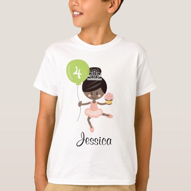 Ballerina Birthday Kids T-shirt African American (Framsida)