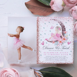 Ballerina Birthday Måne Dance & Twirl Photo Inbjudningar
