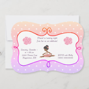Ballerina Birthday polka dot Inbjudningar