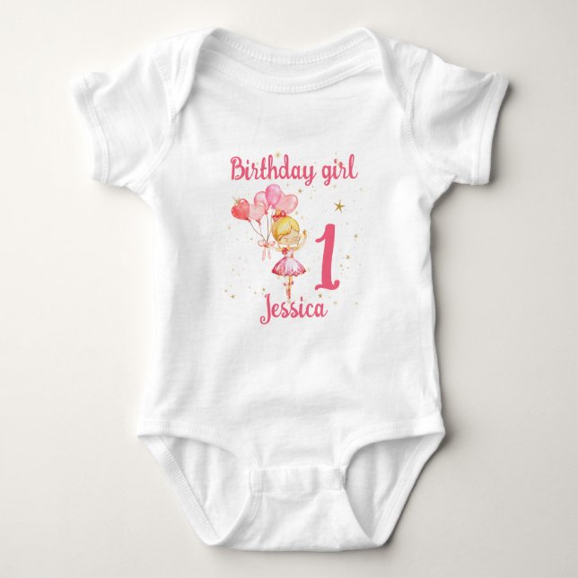 Ballerina Birthday rosa T Shirt (Framsida)