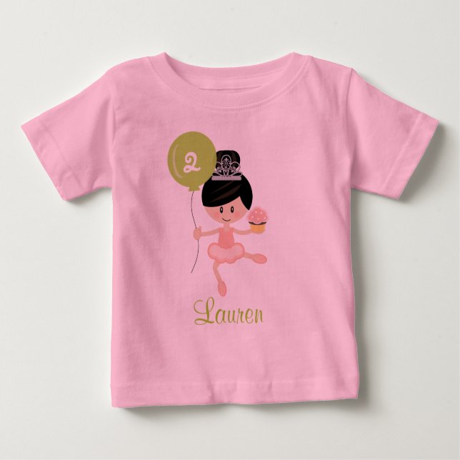 Ballerina Birthday Shirt Asian Tee Shirt (Framsida)