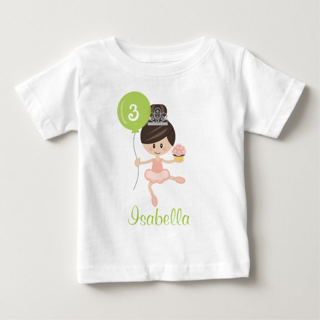 Ballerina Birthday Småbarn T-shirt (Framsida)