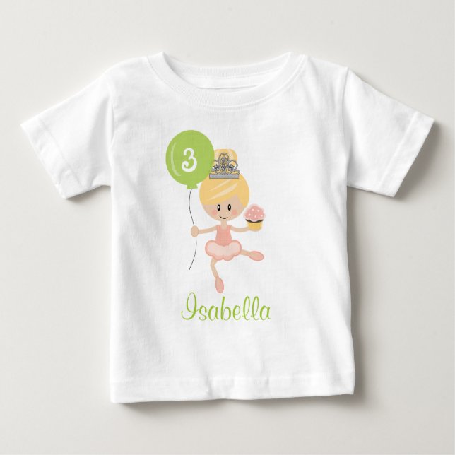 Ballerina Birthday Småbarn T-shirt Blonde (Framsida)