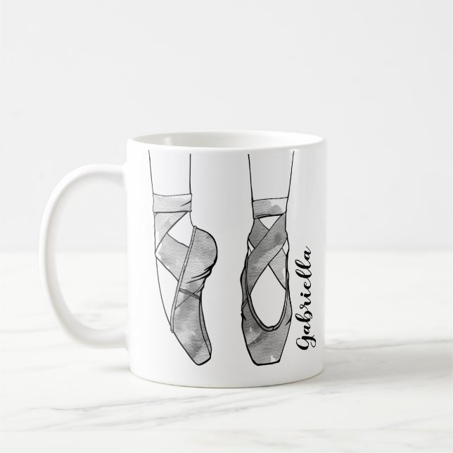 Ballerina Black and White Ballet Kaffemugg (Vänster)