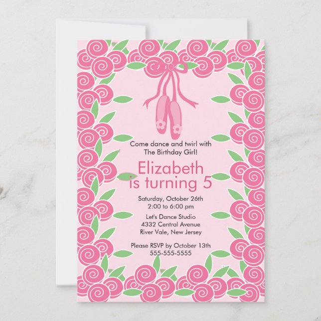 Ballerina Blastpallsdagsinbjudning Inbjudningar (Framsida)