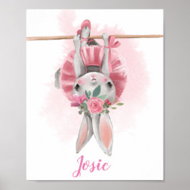 Ballerina Blommigt Bunny Skriv ut Poster