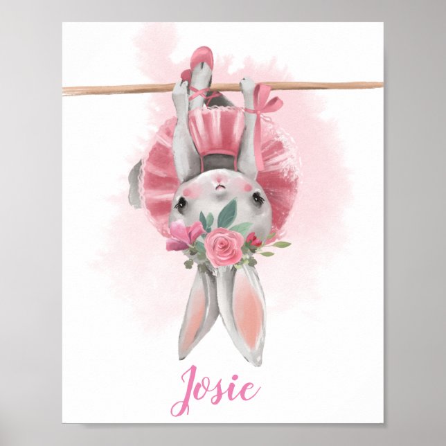 Ballerina Blommigt Bunny Skriv ut Poster (Framsidan)
