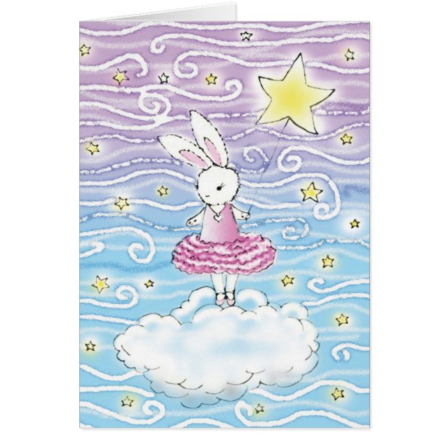 Ballerina Bunny Fantasy Art Blank Card Hälsningskort (Framsidan)