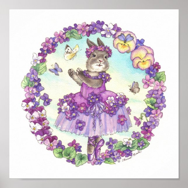 Ballerina Bunny Print Violet Poster (Framsidan)