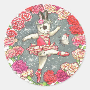 Ballerina Bunny Stickers Carnation Runt Klistermärke