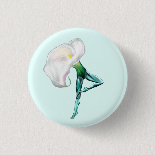 Ballerina Calla Lily Ballet Dancer Button Knapp (Framsida)