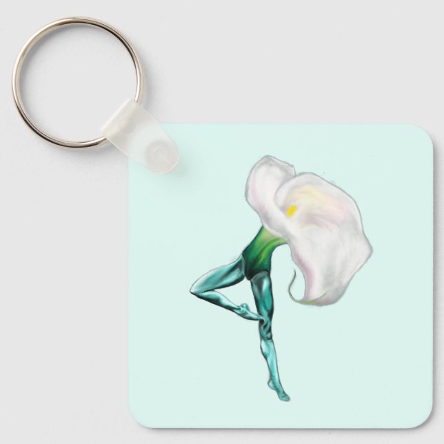 Ballerina Calla Lily Ballet Dancer Keychain Nyckelring (Framsida)