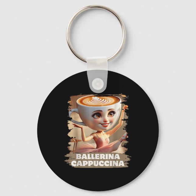 Ballerina Cappuccina Funny Italy Brainrot Meme B Nyckelring (Framsida)