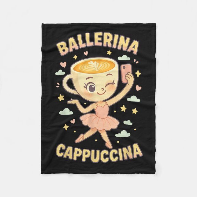 Ballerina Cappuccina Italie Brainrot Viral Meme C Fleecefilt (Framsidan)