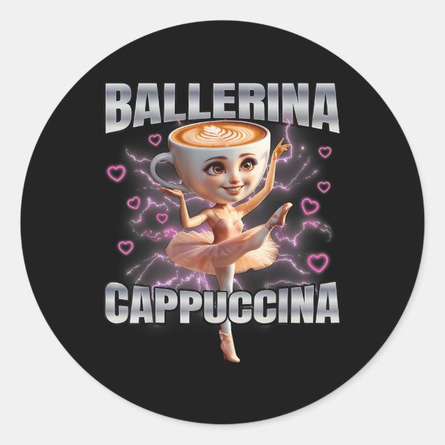 Ballerina Cappuccino Runt Klistermärke (Framsida)