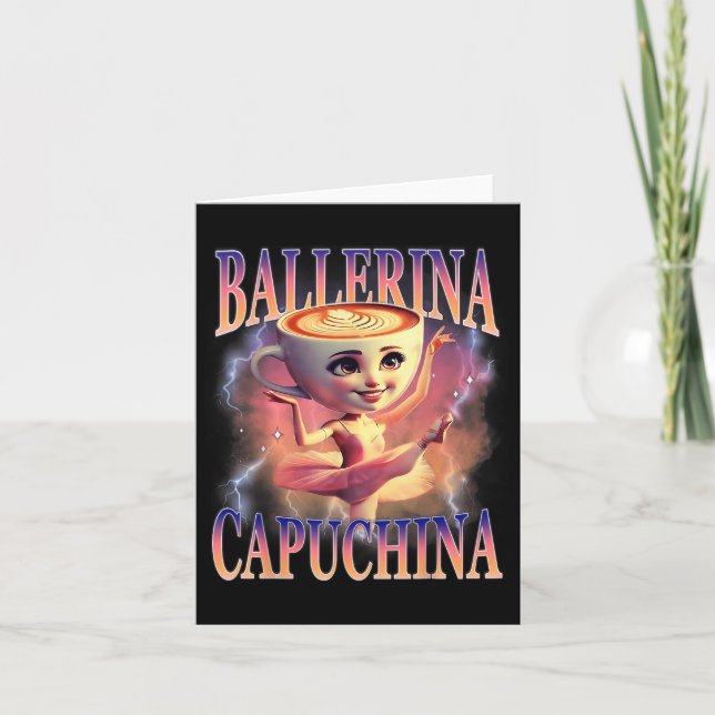Ballerina Capuchina Funny Italy Brainrot Meme Hu Kort (Framsida)