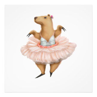 Ballerina Capybara i Rosa Tutu Skirt Fototryck
