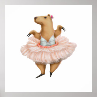 Ballerina Capybara i Rosa Tutu Skirt Poster