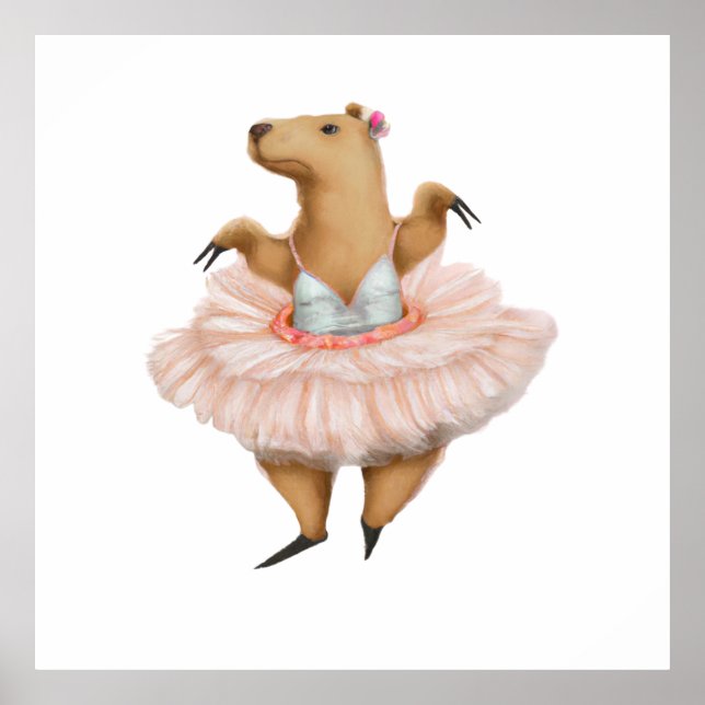 Ballerina Capybara i Rosa Tutu Skirt Poster (Framsidan)
