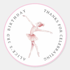 Ballerina Center Stage Födelsedag Klassisk Rund Runt Klistermärke