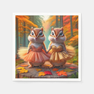 Ballerina Chipmunks på en flock Träd Pappersservett