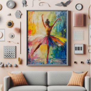 Ballerina Colorful Abstrakt Art Fototryck