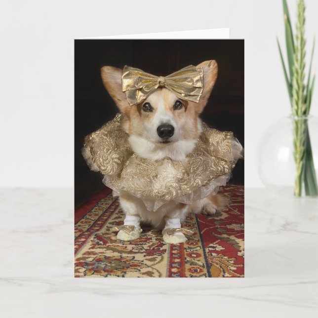Ballerina Corgi Blank-gratulationskort Helgkort (Framsida)