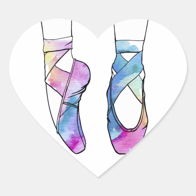 Ballerina Cute Ballet Hjärtformat Klistermärke (Framsida)