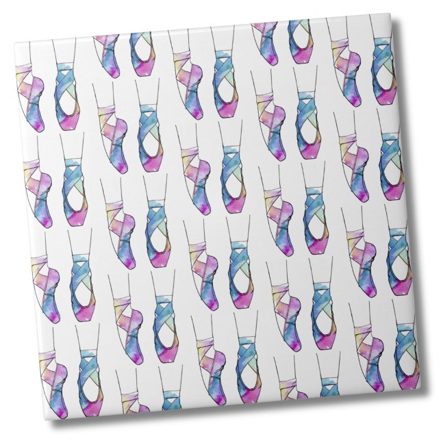 Ballerina Cute Ballet Kakelplatta (Cute Watercolor Dancing Ballerina Ballet Shoes Ceramic Tile)