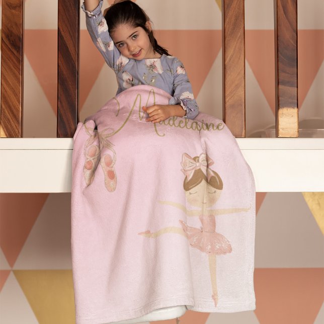 Ballerina Cute Rosa Girl Modern Fleecefilt (Skapare uppladdad)