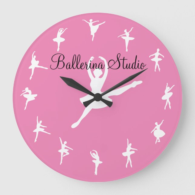 Ballerina Dance Class Theme Wall Stor Klocka (Framsida)