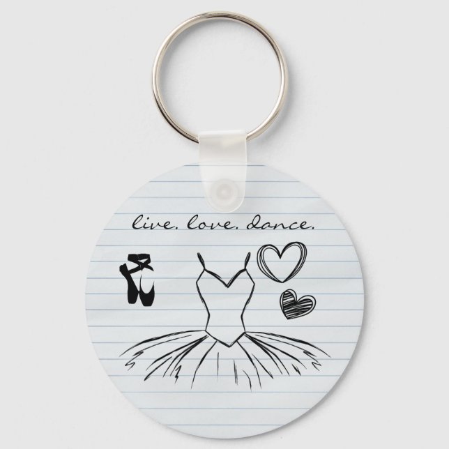 Ballerina Dance Doodles and Notebook Papper Ballet Nyckelring (Framsida)