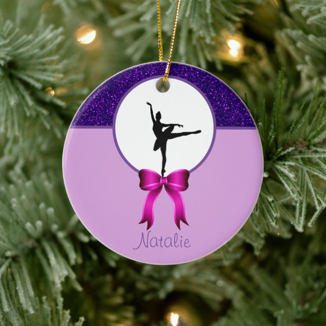 Ballerina Dance Glitter och Bow Ceramic Ornament (Träd)