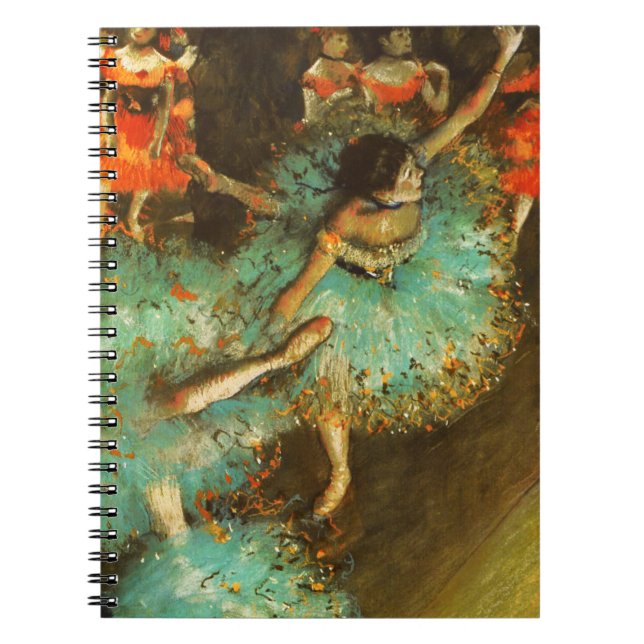 Ballerina Dance Grönt Dancer Edger Degas Painting Anteckningsbok Med Spiral (Framsidan)