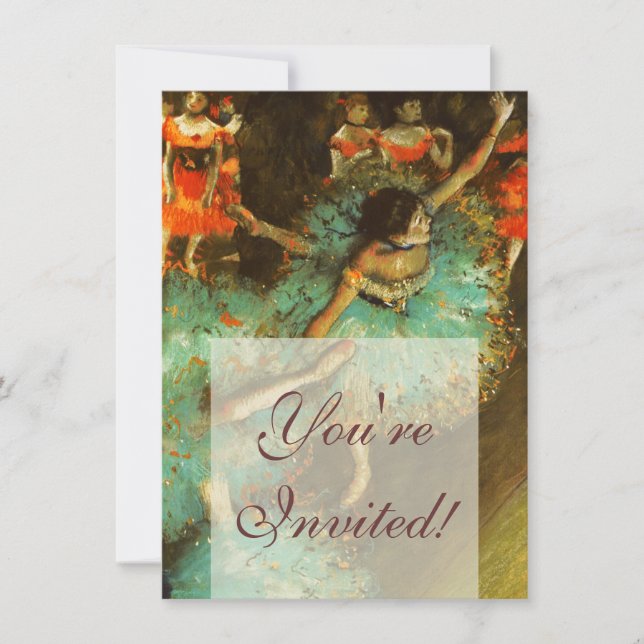 Ballerina Dance Grönt Dancer Edger Degas Painting Inbjudningar (Framsida)