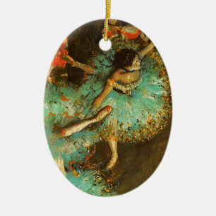 Ballerina Dance Grönt Dancer Edger Degas Painting Julgransprydnad Keramik