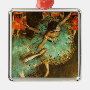 Ballerina Dance Grönt Dancer Edger Degas Painting Julgransprydnad Metall