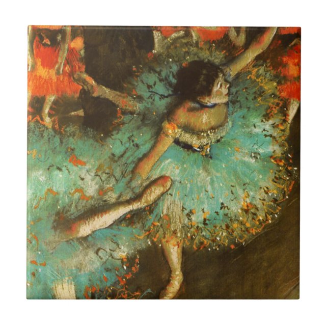 Ballerina Dance Grönt Dancer Edger Degas Painting Kakelplatta (Framsidan)