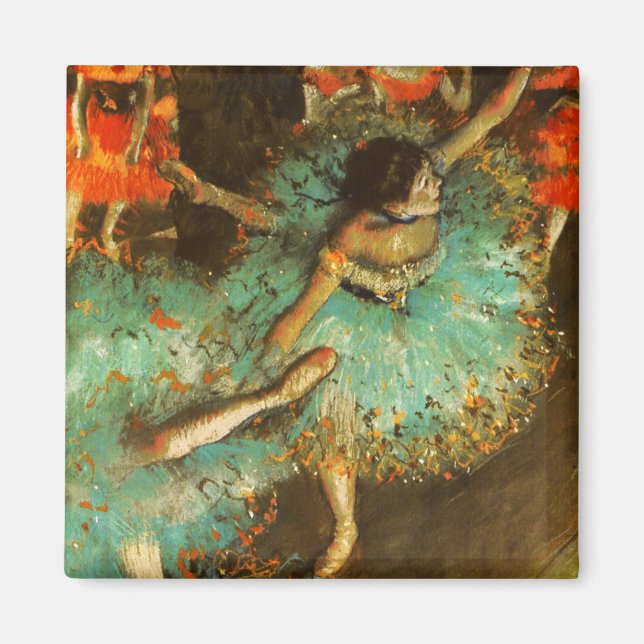 Ballerina Dance Grönt Dancer Edger Degas Painting Magnet (Framsidan)