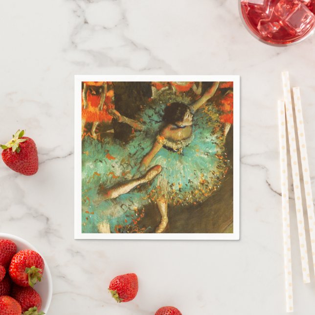Ballerina Dance Grönt Dancer Edger Degas Painting Pappersservett (Insitu)