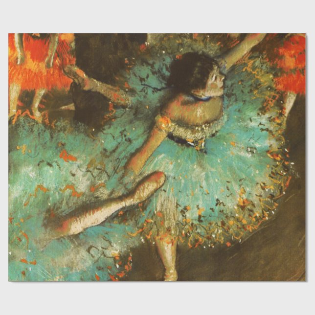 Ballerina Dance Grönt Dancer Edger Degas Painting Presentpapper (Platt)
