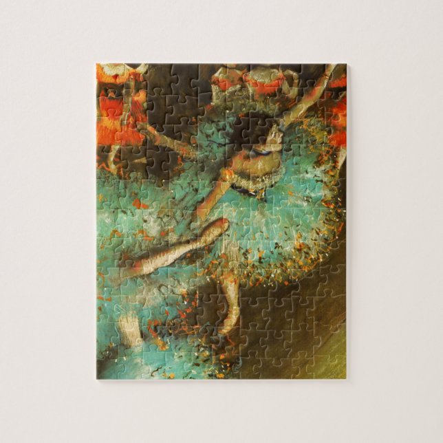 Ballerina Dance Grönt Dancer Edger Degas Painting Pussel (Vertikal)