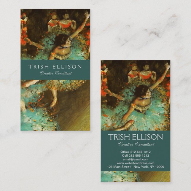 Ballerina Dance Grönt Dancer Edger Degas Painting Visitkort (Fram/baksida)