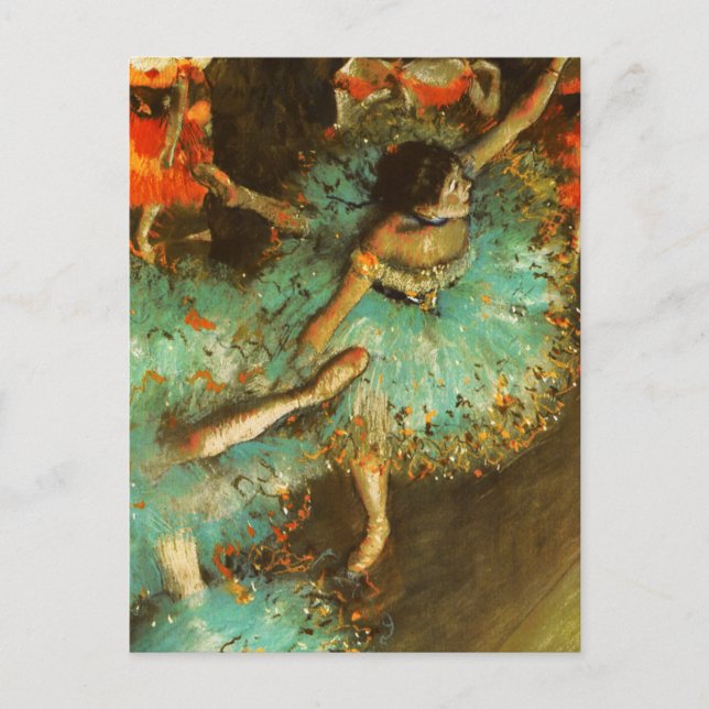 Ballerina Dance Grönt Dancer Edger Degas Painting Vykort (Framsida)