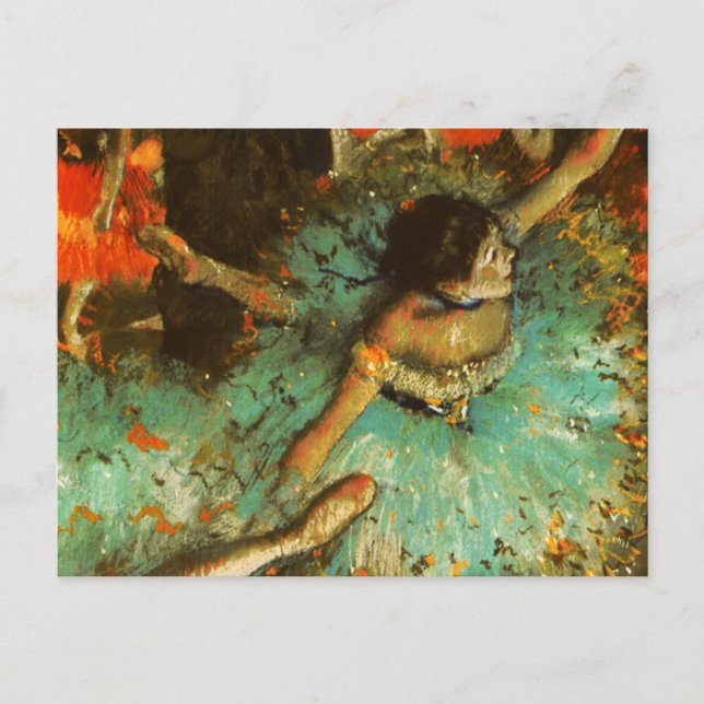 Ballerina Dance Grönt Dancer Edger Degas Painting Vykort (Framsida)